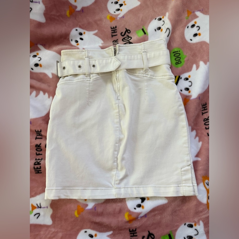 Free People Cream Pencil Skirt with Belt